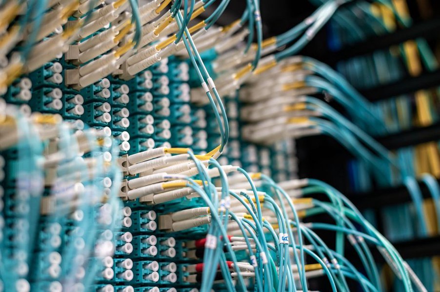 Network servers and cables in a data center