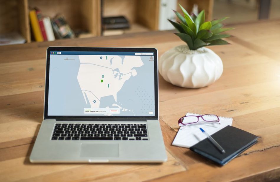 VPN connection settings open on a laptop
